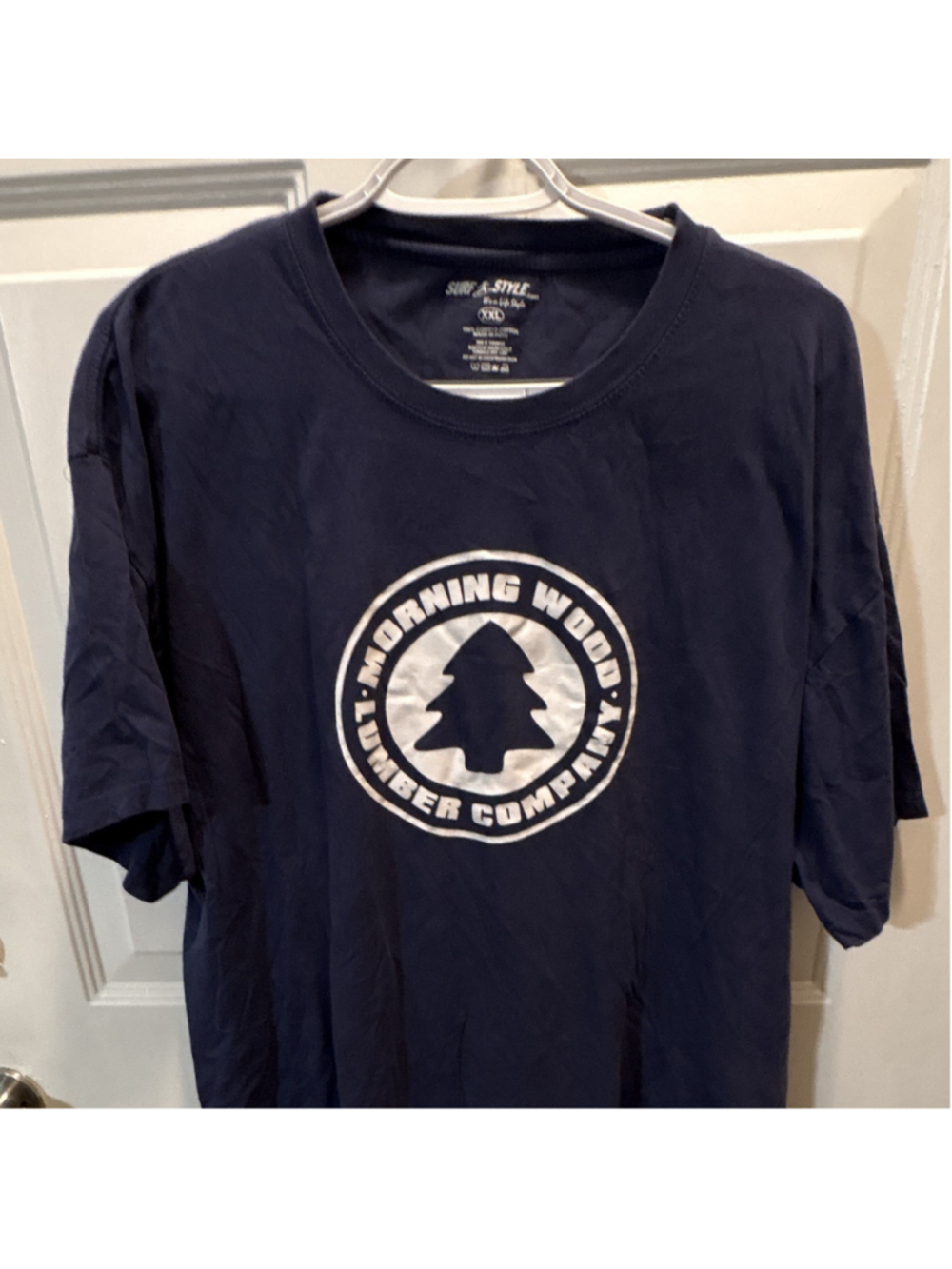 Surf & Style Men’s 2XL Blue Graphic Logo Tee 100% Cotton Crew Neck